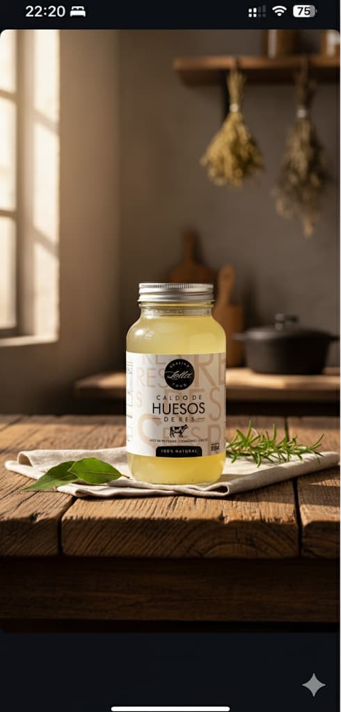 Preparación artesanal del caldo de huesos en cocina rústica