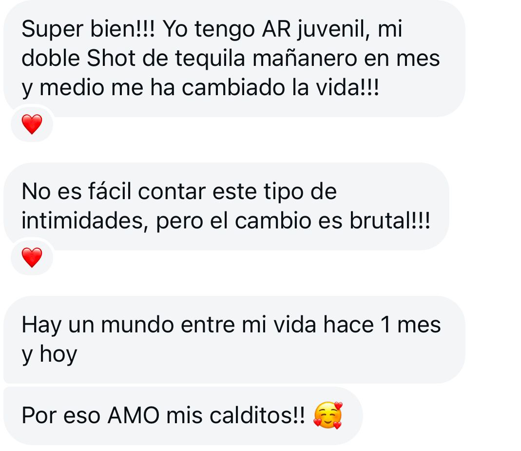 Mensaje real de clienta — Artritis juvenil